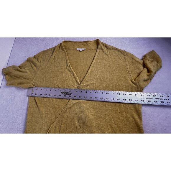 Eileen Fisher Womens Mustard Linen Open Front Cardigan Sweater Large Lightweight - Picture 7 of 8